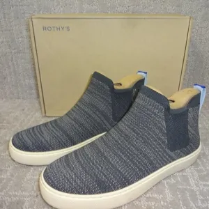 Rothys The Chelsea Blue Graphite Melange Pull On Ankle Boots Women's 8-8.5-9-9.5