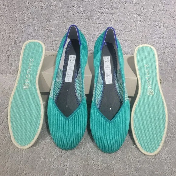 Rothy’s The Flat Green Calypso Slip On Flat Shoes Womens Multiple Sizes Retired