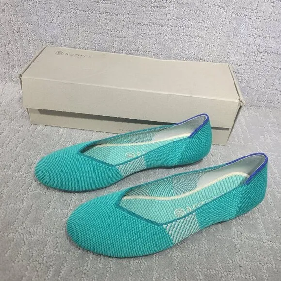Rothy’s The Flat Green Calypso Slip On Flat Shoes Womens Multiple Sizes Retired