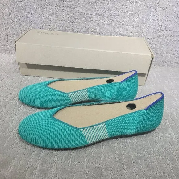 Rothy’s The Flat Green Calypso Slip On Flat Shoes Womens Multiple Sizes Retired