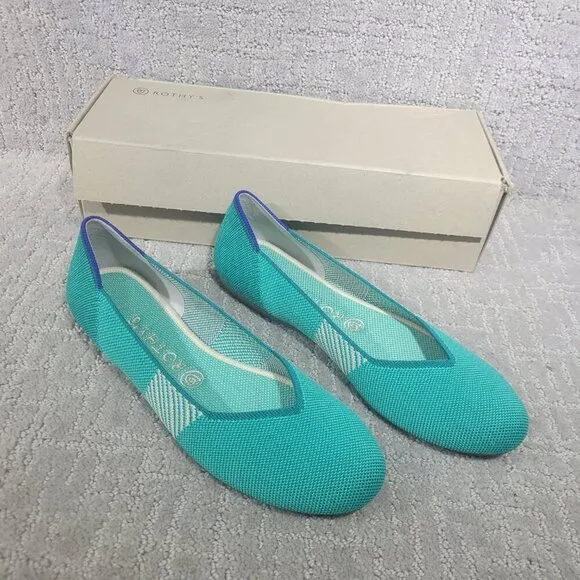 Rothy’s The Flat Green Calypso Slip On Flat Shoes Womens Multiple Sizes Retired