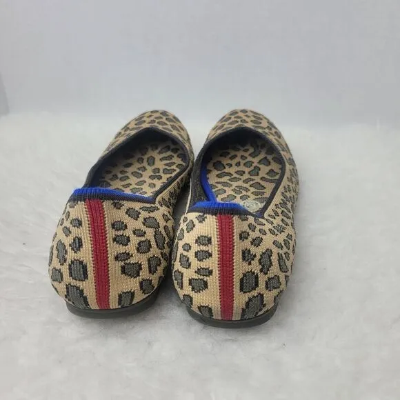 Rothy's The Flat Leopard Animal Print Knit Fabric Slip On Womens Shoes Size 8