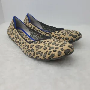 Rothy's The Flat Leopard Animal Print Knit Fabric Slip On Womens Shoes Size 8