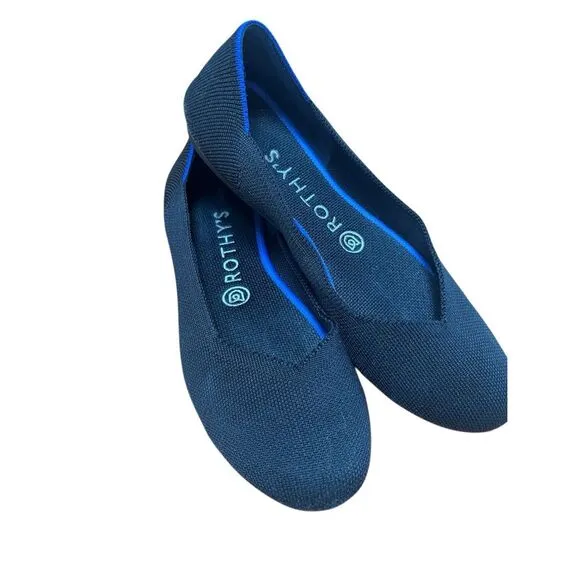Rothy's The Flat Slip On Shoes Maritime Navy Blue Womens flats shoes size 7.5