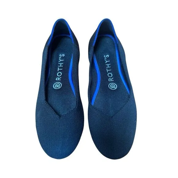 Rothy's The Flat Slip On Shoes Maritime Navy Blue Womens flats shoes size 7.5