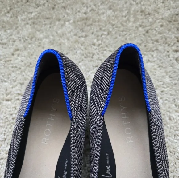 Rothys The High Point In Love Insole Heels Womens 8.5 Herringbone Gray