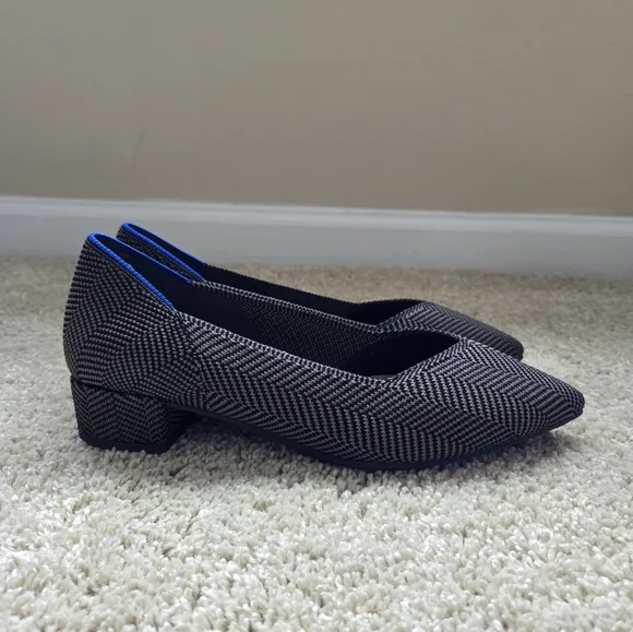 Rothys The High Point In Love Insole Heels Womens 8.5 Herringbone Gray