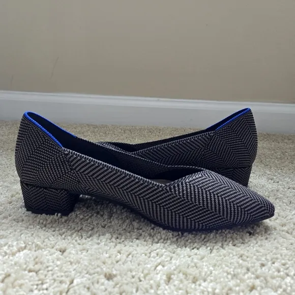 Rothys The High Point In Love Insole Heels Womens 8.5 Herringbone Gray