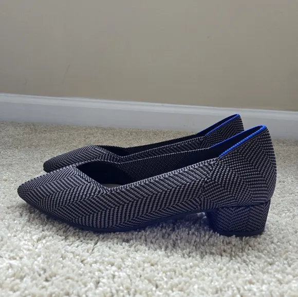Rothys The High Point In Love Insole Heels Womens 8.5 Herringbone Gray
