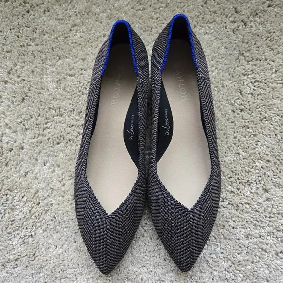 Rothys The High Point In Love Insole Heels Womens 8.5 Herringbone Gray