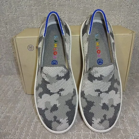 Rothy's The Kids Sneaker Gray Camo Slip On Flats Shoes Kid's Size 2-4