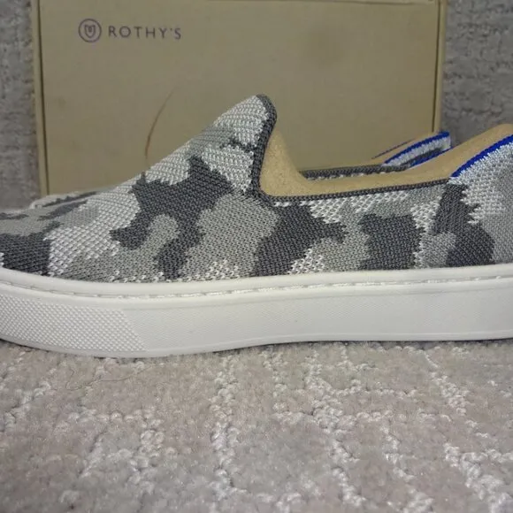 Rothy's The Kids Sneaker Gray Camo Slip On Flats Shoes Kid's Size 2-4