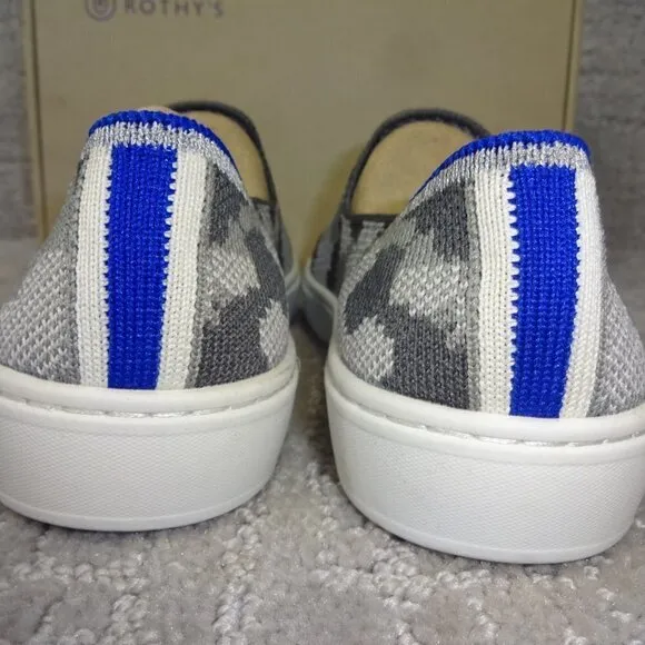 Rothy's The Kids Sneaker Gray Camo Slip On Flats Shoes Kid's Size 2-4