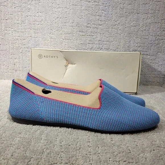 Rothy's The Loafer Women's Size 12 US Bluebell Triple Stitch Slip On Flat Shoes