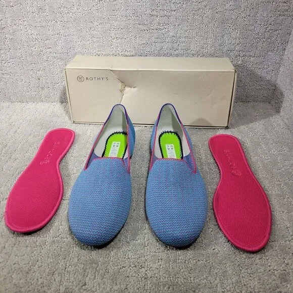Rothy's The Loafer Women's Size 12 US Bluebell Triple Stitch Slip On Flat Shoes