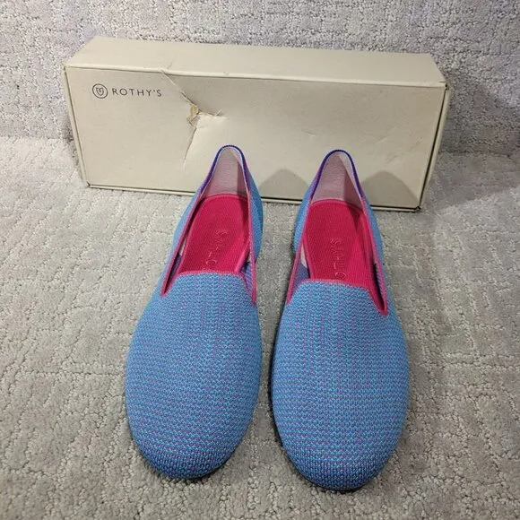Rothy's The Loafer Women's Size 12 US Bluebell Triple Stitch Slip On Flat Shoes