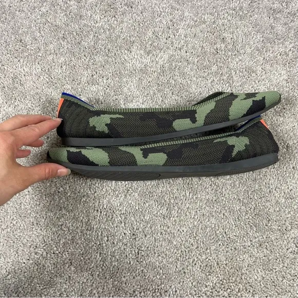 Rothys The Point Ballet Flats Womens Size 12 Shoes Camo Army Slip On Comfort