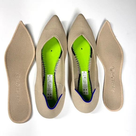 Rothy's The Point Flat Ecru Textile Ballet Flats Women's US 11 EU 42