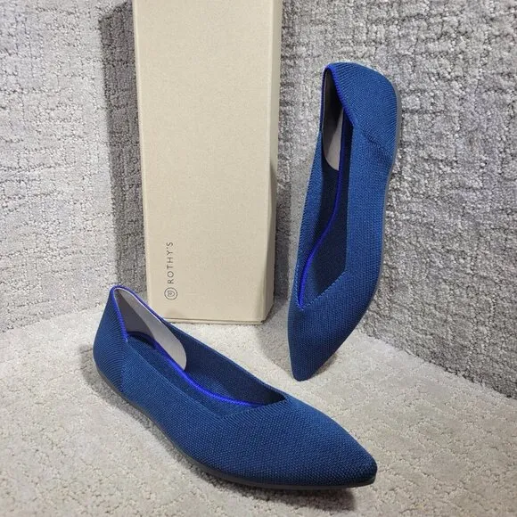 Rothy’s The Point Women's Size 9.5 US Poseidon Blue Slip On Ballet Flat Shoes