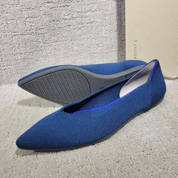 Rothy’s The Point Women's Size 9.5 US Poseidon Blue Slip On Ballet Flat Shoes