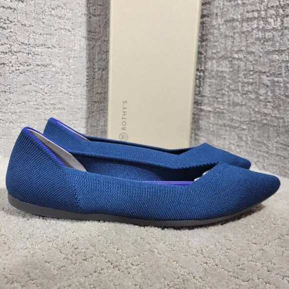 Rothy’s The Point Women's Size 9.5 US Poseidon Blue Slip On Ballet Flat Shoes