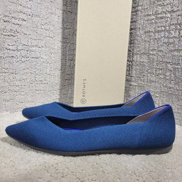 Rothy’s The Point Women's Size 9.5 US Poseidon Blue Slip On Ballet Flat Shoes