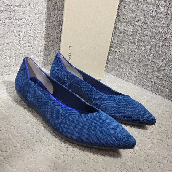 Rothy’s The Point Women's Size 9.5 US Poseidon Blue Slip On Ballet Flat Shoes