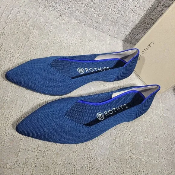 Rothy’s The Point Women's Size 9.5 US Poseidon Blue Slip On Ballet Flat Shoes