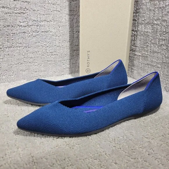 Rothy’s The Point Women's Size 9.5 US Poseidon Blue Slip On Ballet Flat Shoes