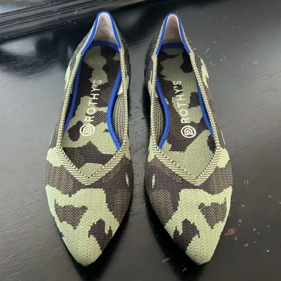 Rothy's The Point Green Camouflage Women's Flats