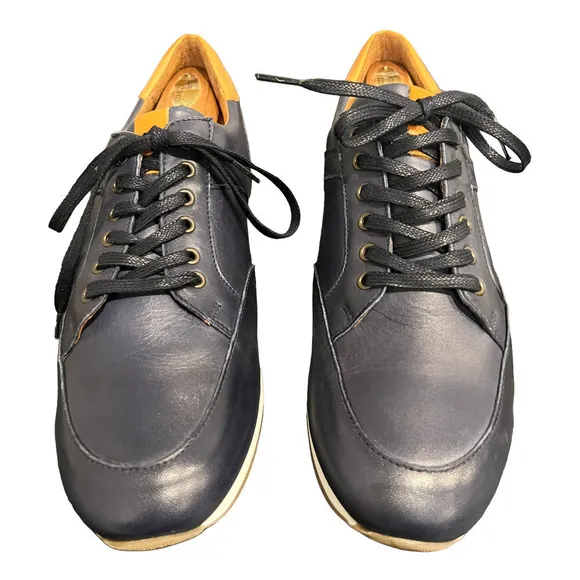 Rudy's Kooper Mens Navy Blue Leather Sneaker Trainer Shoes Lace Up Size 9.5