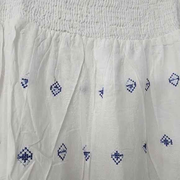 Sakkas Serena Boho Casual Gypsy Peasant Skirt with Embroidery and Tassels M NWT