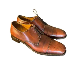 Salvatore Ferragamo &quot;Aramix 1&quot; Almond Brown Leather Lace Up Oxfords Shoes 9 EE