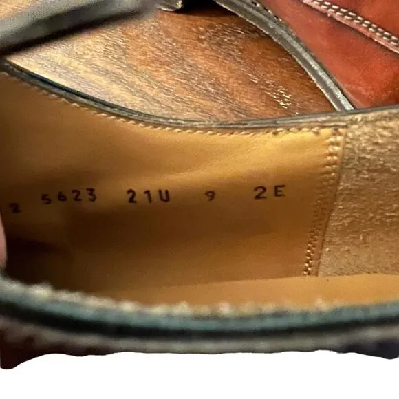 Salvatore Ferragamo &quot;Aramix 1&quot; Almond Brown Leather Lace Up Oxfords Shoes 9 EE