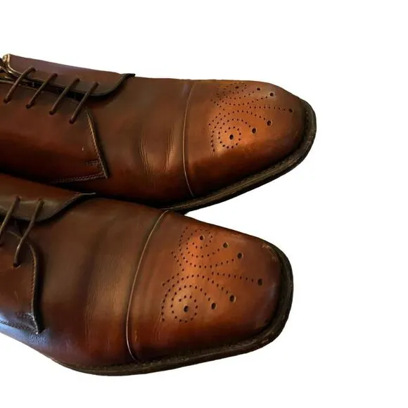 Salvatore Ferragamo &quot;Aramix 1&quot; Almond Brown Leather Lace Up Oxfords Shoes 9 EE
