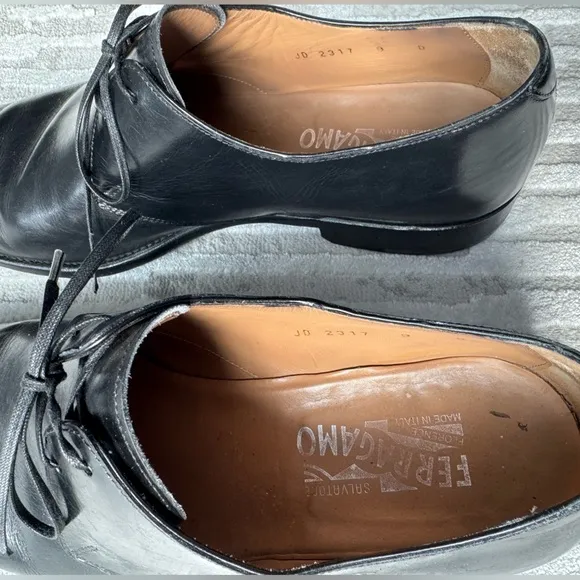 Salvatore ✔️ Ferragamo Black Leather Oxford Lace-Up Shoes