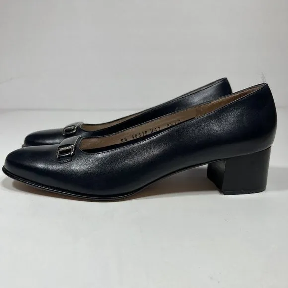Salvatore Ferragamo Boutique Womens Leather Italy Shoes Pump Blue , 8.5 2 A Read