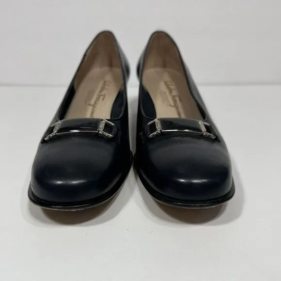 Salvatore Ferragamo Boutique Womens Leather Italy Shoes Pump Blue , 8.5 2 A Read