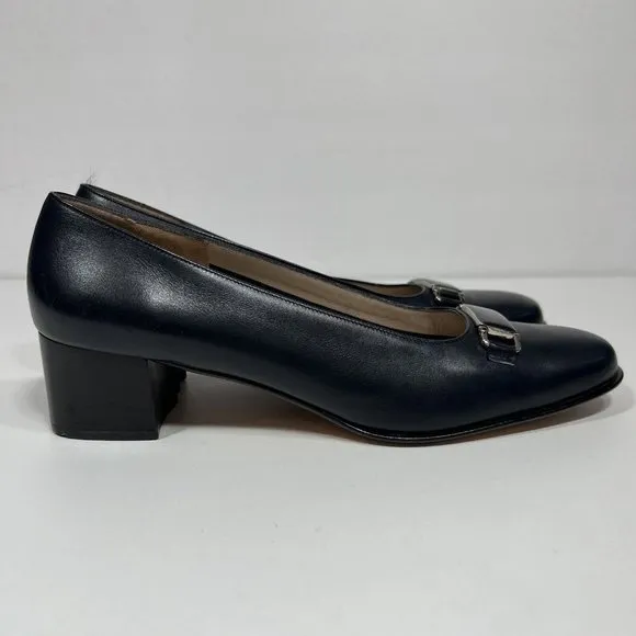 Salvatore Ferragamo Boutique Womens Leather Italy Shoes Pump Blue , 8.5 2 A Read