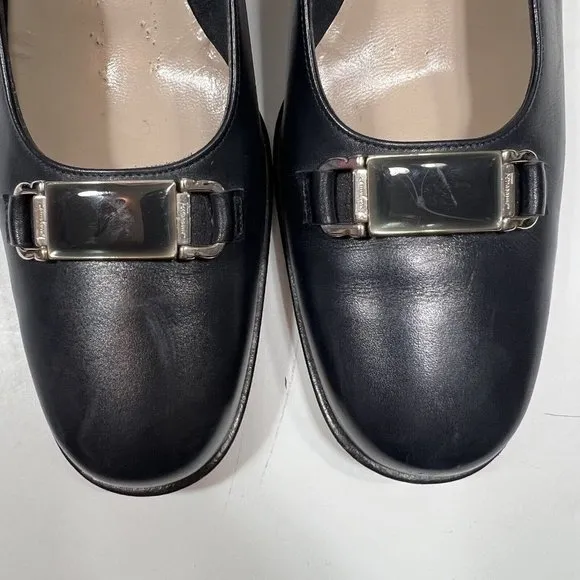 Salvatore Ferragamo Boutique Womens Leather Italy Shoes Pump Blue , 8.5 2 A Read
