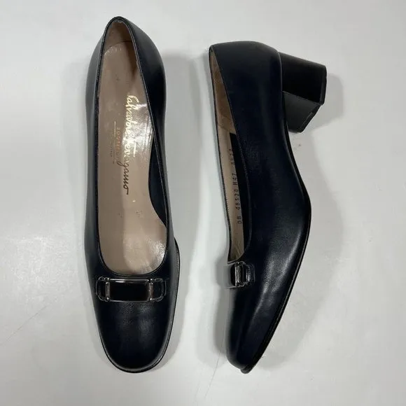 Salvatore Ferragamo Boutique Womens Leather Italy Shoes Pump Blue , 8.5 2 A Read