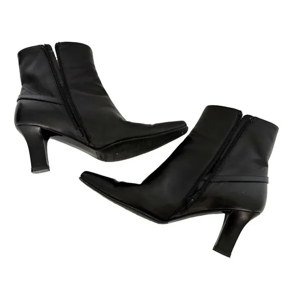 Salvatore Ferragamo leather ankle boots Size 8 Black Italy Bootie Boot
