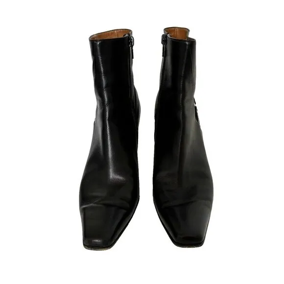 Salvatore Ferragamo leather ankle boots Size 8 Black Italy Bootie Boot