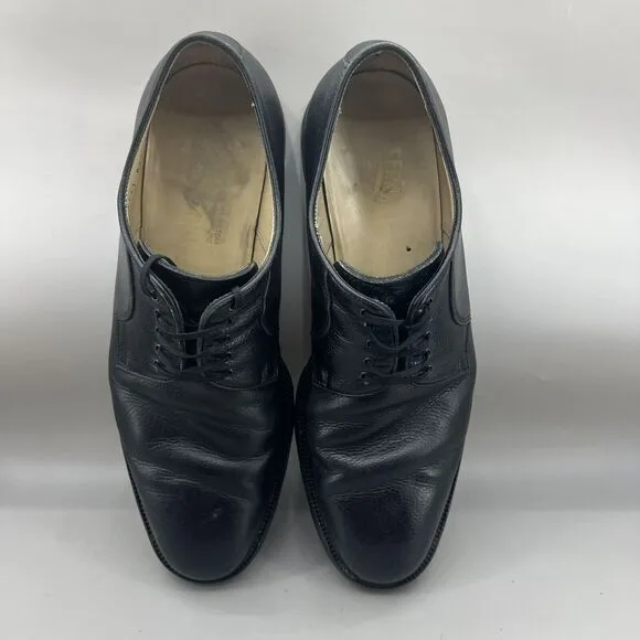 Salvatore Ferragamo Oxford Shoes Men’s Size 11 D Black Pebbled Leather Lace Up