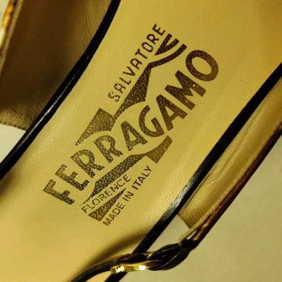 Salvatore Ferragamo Print Nylon Sling Back Heels, Size 8