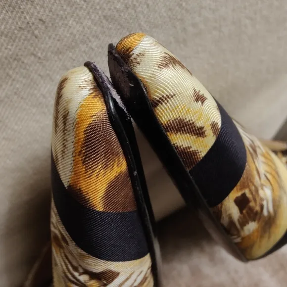 Salvatore Ferragamo Print Nylon Sling Back Heels, Size 8