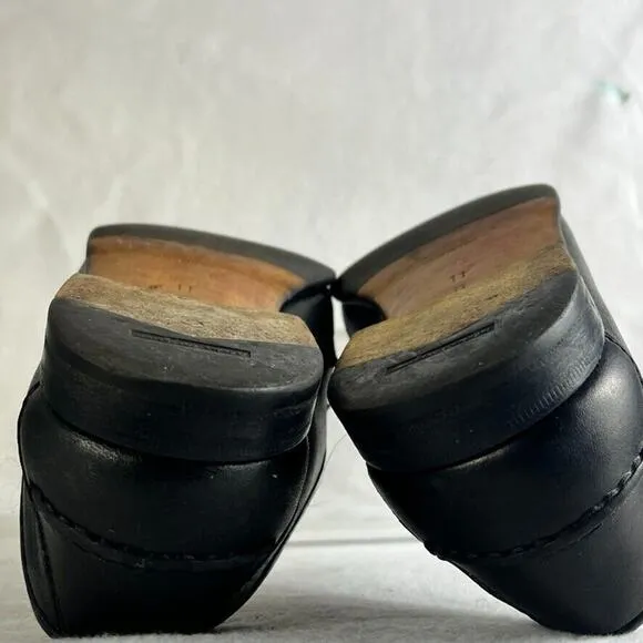 Salvatore Ferragamo Studio Shoes Mens 11D Black Leather Tassel Kiltie Loafer