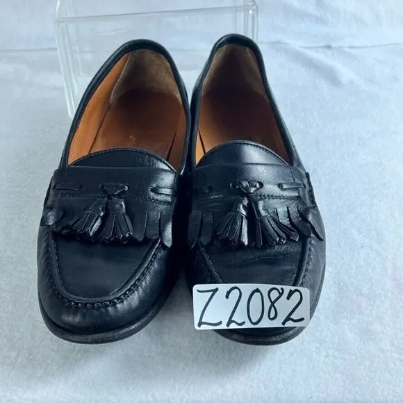 Salvatore Ferragamo Studio Shoes Mens 11D Black Leather Tassel Kiltie Loafer