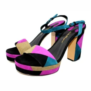 Salvatore Ferragamo 'Trento' Astro Colorblock Suede Pump Sandal 9.5 B $795 Shoes