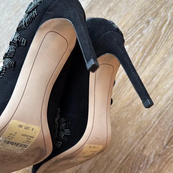 Sam Edelman Dani Black Suede Embellished Women's Heels Size 6